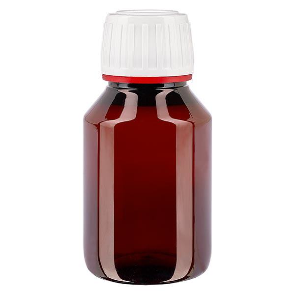 PET Flasche 50ml mit weißem Originalitätsverschluss fein geriffelt