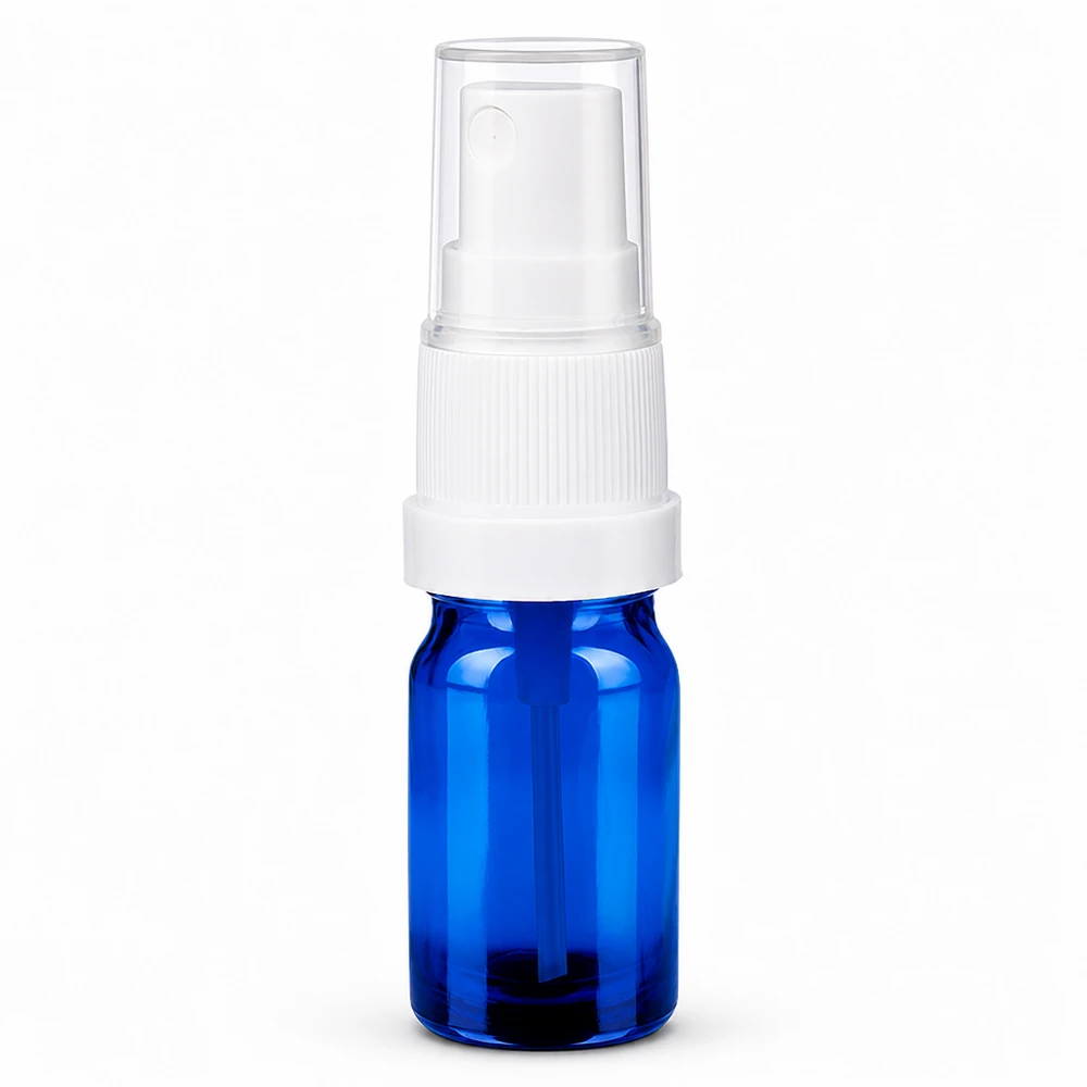 Handliche 5ml Glassprayflasche in blau transparent für mobile Anwendungen STD