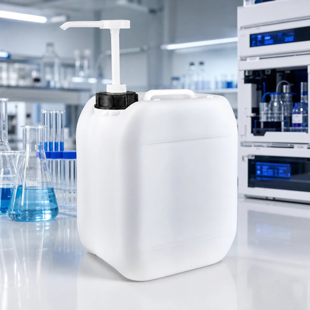 Hygienischer Großgebinde Kanister 5L mit Einhand-Dosierpumpe für Laborchemikalien