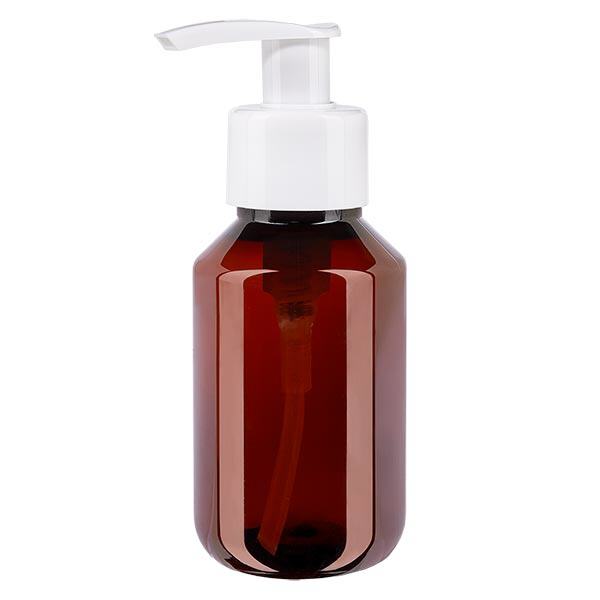 PET Flasche 100ml mit Dispenserpumpe weiß PET Flasche 100ml mit Dispenserpumpe weiß