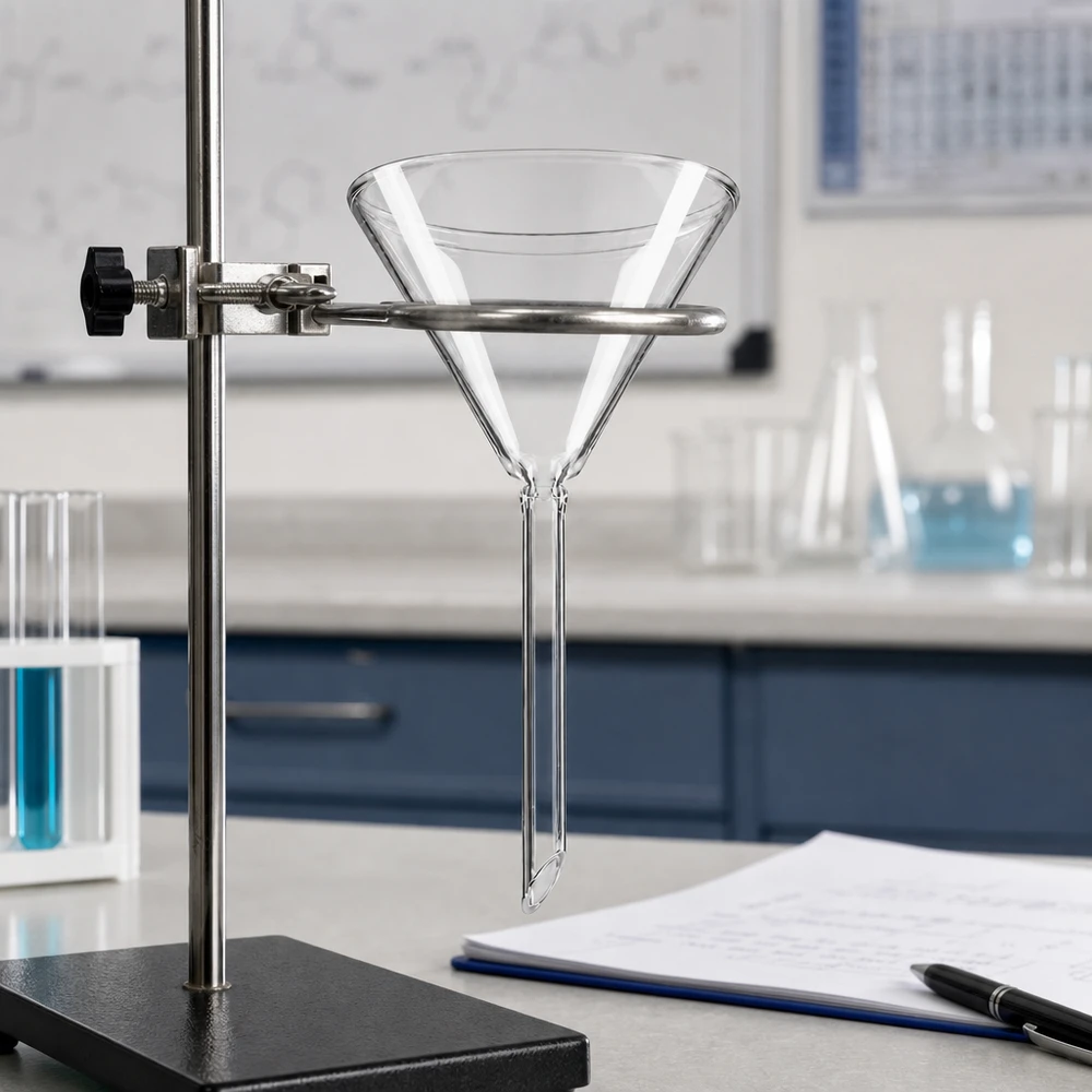 Trichter ø70mm Kalk-Soda, Winkel 60°, Kurzstil Professioneller Analysentrichter 70mm aus klarem Kalk-Soda-Glas mit kurzem Auslaufrohr