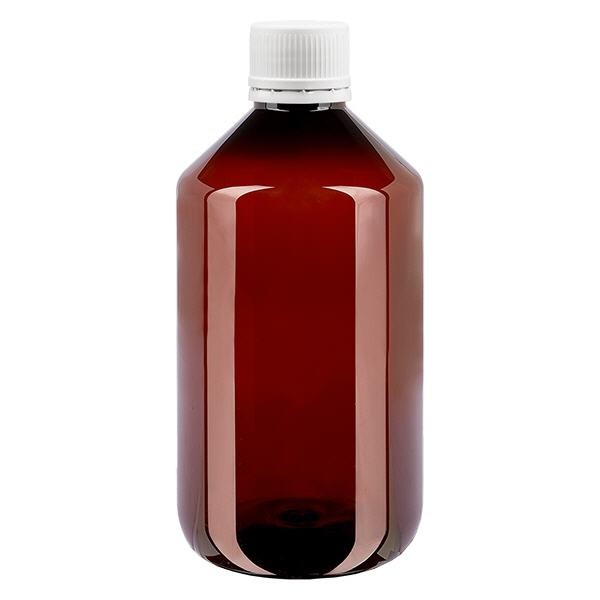 PET Flasche 500ml mit weißem Originalitätsverschluss fein geriffelt PET Flasche 500ml mit weißem Originalitätsverschluss fein geriffelt
