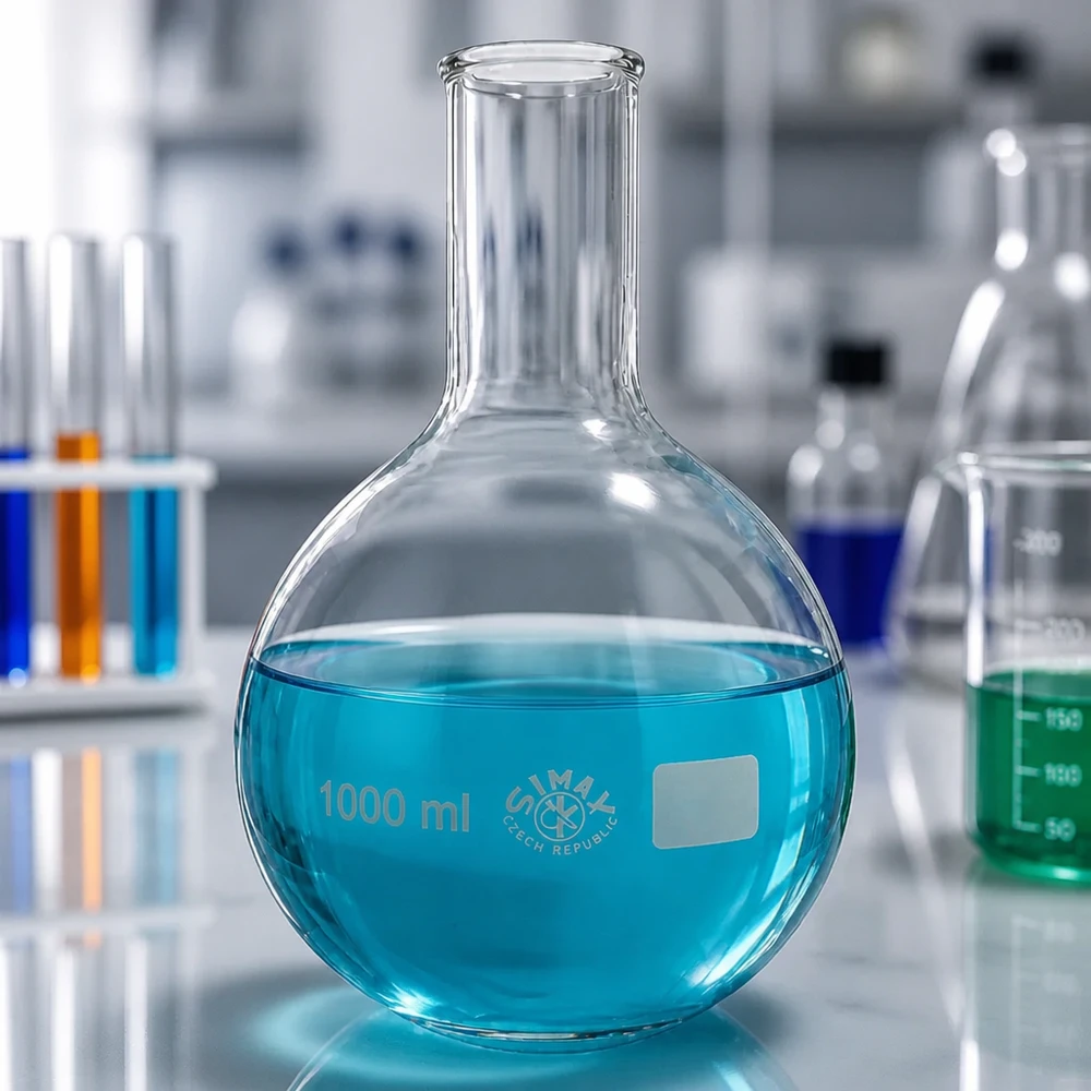Professioneller Glaskolben 1000ml ideal für Titration und Volumetrie im Labor