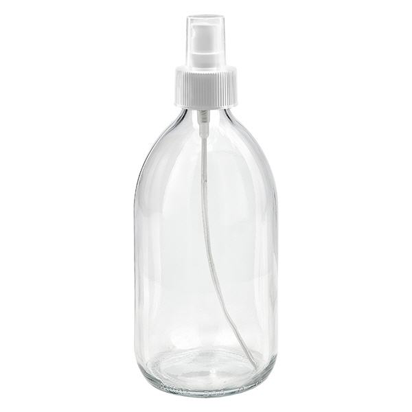 500ml Medizinflasche klar, Pumpzerstäuber weiß ApoGlas
