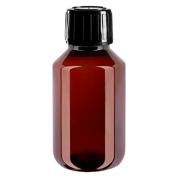 PET Flasche 100ml mit schwarzem Spritzverschluss Originalitätsverschluss