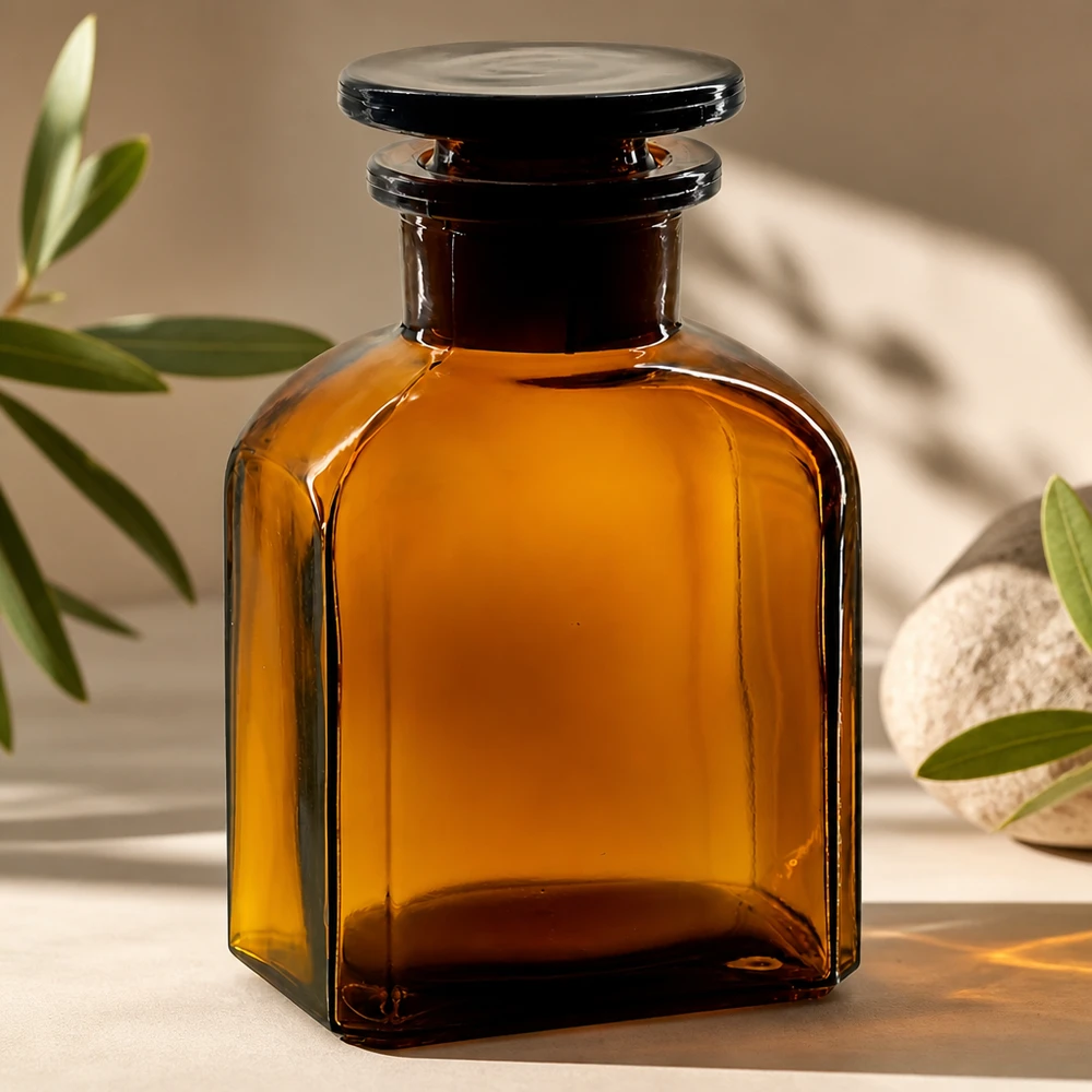 Braune Glasflasche 150ml mit breitem Hals und Stopfen zur sicheren Lagerung von Naturextrakten