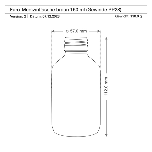 150ml Medizinflasche braun, mit Verschluss silber Aluminium ApoGlas 150ml Medizinflasche braun, mit Verschluss silber Aluminium ApoGlas