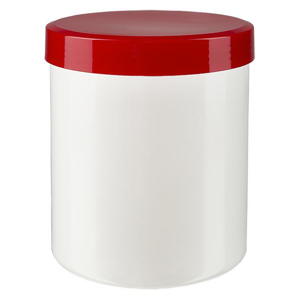 Salbenkruke 75g weiß mit rotem Schraubdeckel (Polypropylen)
