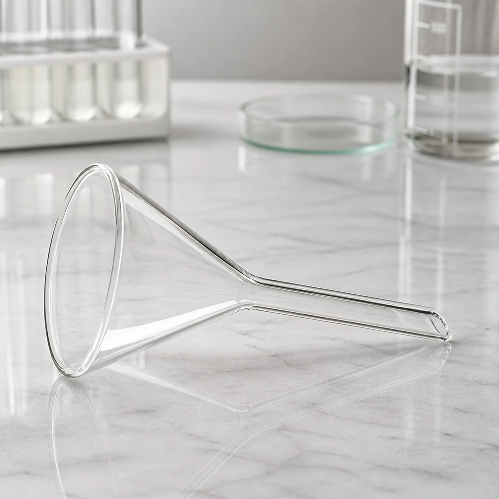 Trichter ø55mm Kalk-Soda, Winkel 60°, Kurzstil Spülmaschinenfester Glastrichter mit 60 Grad Neigungswinkel für optimalen Durchfluss