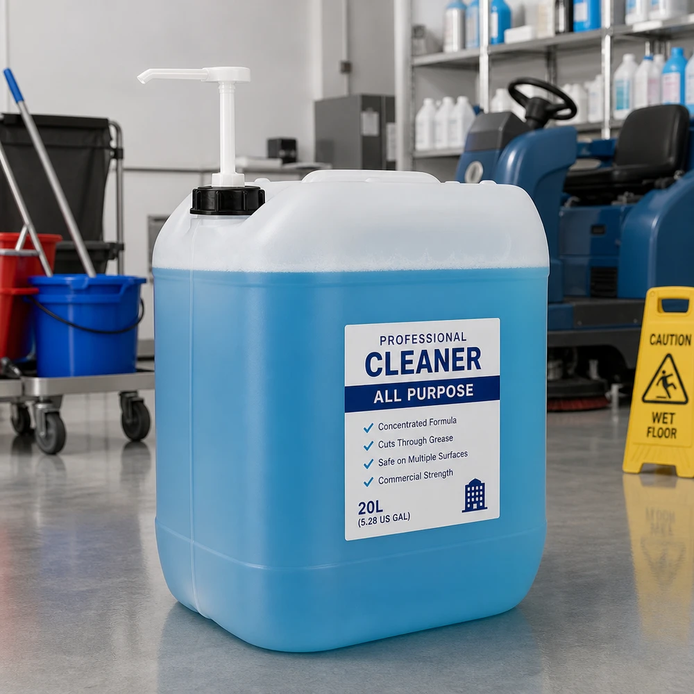 Kanister 20 Liter mit Dosierpumpe Hellblauer 5,28 Gallonen Reinigungskanister mit Pumpspender für kommerziellen Hausmeisterservice