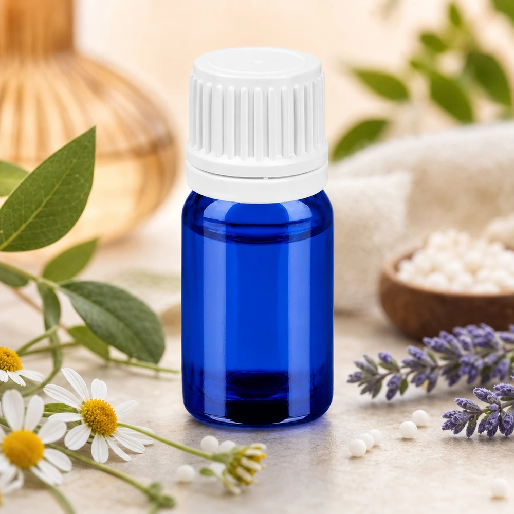 Elegante 5ml Flasche in Apothekerqualität mit weißem Verschluss für Wellness