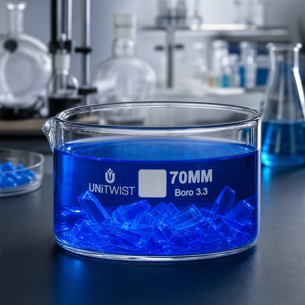 Kristallisierschale ø70mm Borosilikatglas UNiTWIST Kristallisierschale UNiTWIST 70mm breitformige Glasschale aus temperaturbeständigem Borosilikat