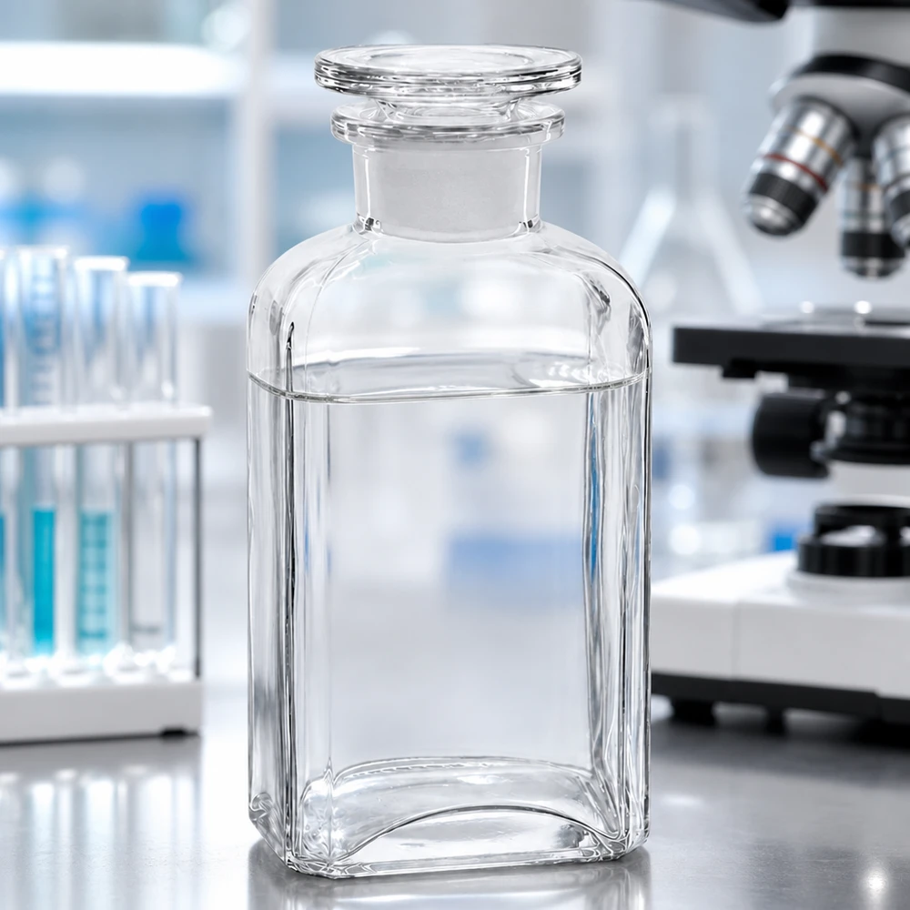 Chemikalienflasche 250ml vierkantig transparent mit Glasstopfen für pharmazeutische Anwendungen