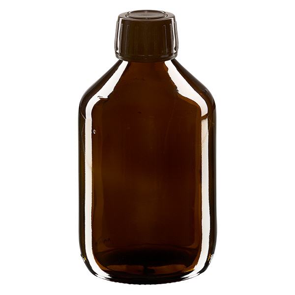 300ml Medizinflasche braun, Verschluss braun mit Originalitätsring ApoGlas
