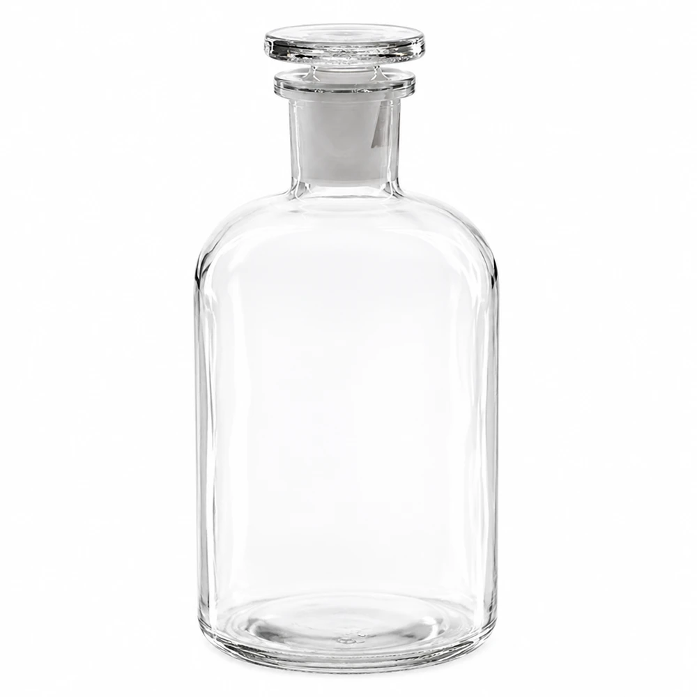 Rundschulterflasche 500ml klar Enghals Glasstopfen Klare Glasflasche 500ml Rundschulter schmal Hals mit Glasstopfen Vorratsflasche