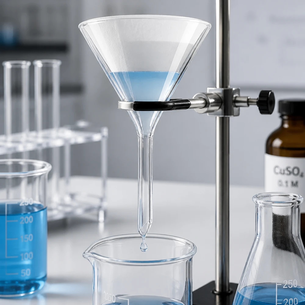 Trichter ø55mm Kalk-Soda, Winkel 60°, Kurzstil Präzisions-Glastrichter mit optimaler 60° Trichterform für gleichmäßigen Durchfluss ohne Spritzen