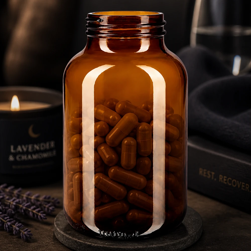 Vielseitige 1000ml Vorratsflasche aus Braunglas für Nahrungsergänzungsmittel und Naturheilkunde