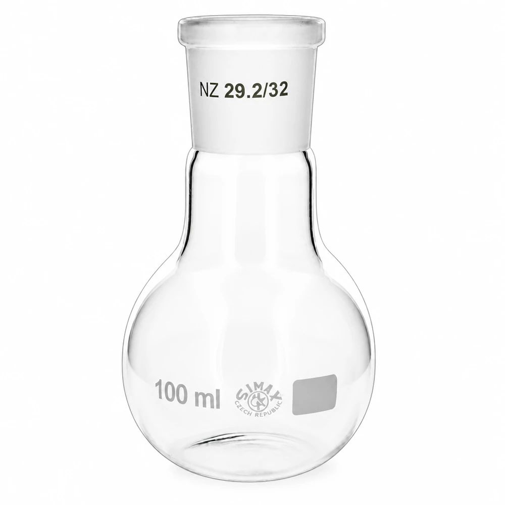 Stehkolben 100ml mit Normschliff (29/32) Kugelkolben 100ml Inhalt - robustes Glasgerät mit genormtem Schliffanschluss für das Labor