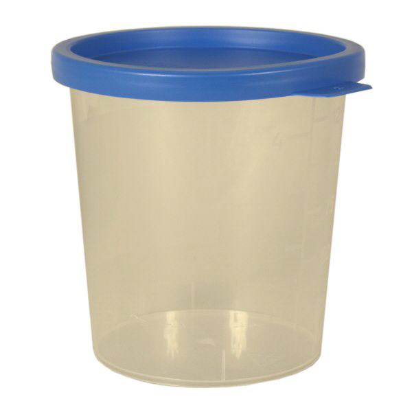 Urinbecher natur 125ml mit blauem Schnappdeckel Urinbecher natur 125ml mit blauem Schnappdeckel