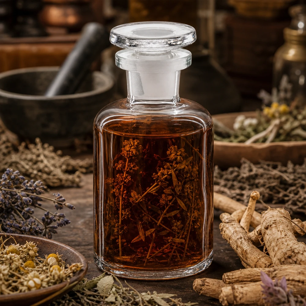 Rundschulterflasche 50ml klar Enghals Glasstopfen Kompakte Glasflasche 50ml mit Enghals und Glasstopfen Rundschulter für Pflanzenauszüge