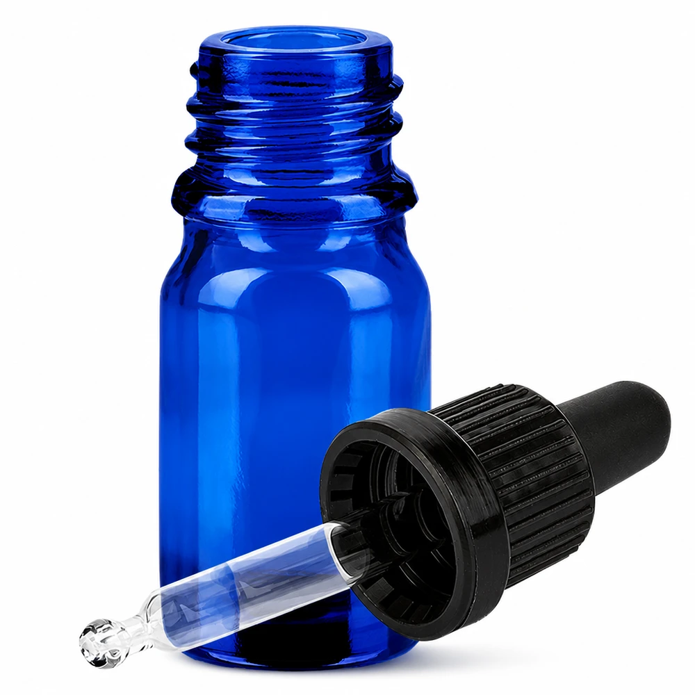 5ml Pipettenflasche schwarz Originalitätsverschluss BlueLine UT18/5 Tropfflasche für ätherische Öle 5ml blau mit Dosierpipette OV BlueLine UT18/5