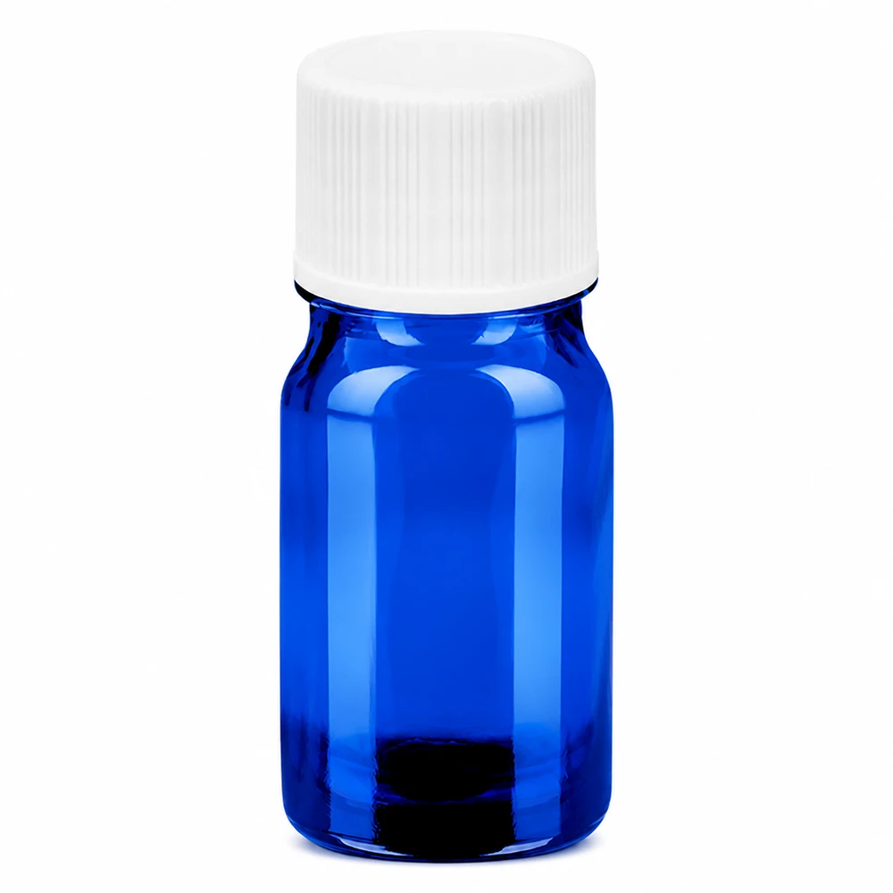 5ml Flasche 11mm Schraubverschluss weiß Standard BlueLine UT18/5 Handliche 5ml Flasche blaues Glas 11mm Öffnung perfekt für Reise und mobile Anwendung
