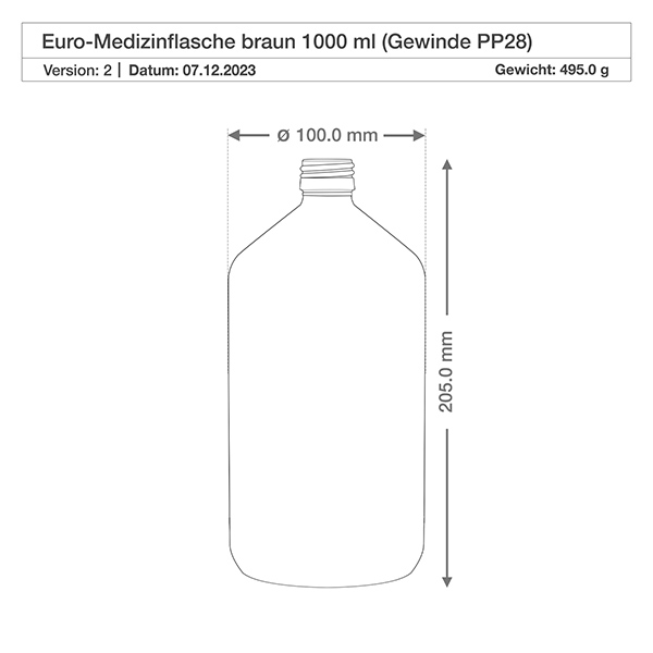 1000ml Medizinflasche braun, mit Verschluss gold Aluminium ApoGlas 1000ml Medizinflasche braun, mit Verschluss gold Aluminium ApoGlas