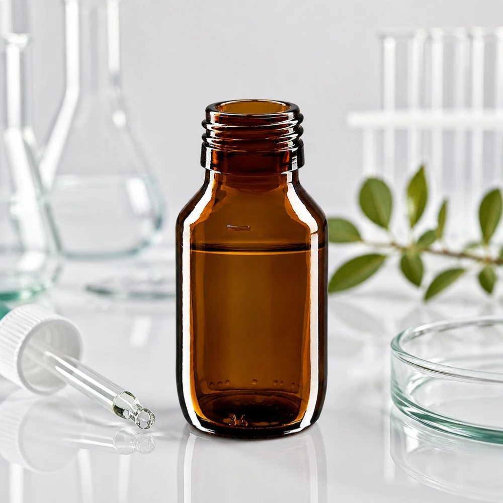50ml Medizinflasche braun, ohne Verschluss PP28 ApoGlas 50ml Medizinflasche braunglas wiederverwendbar für individuelle Dosierung PP28 Thread