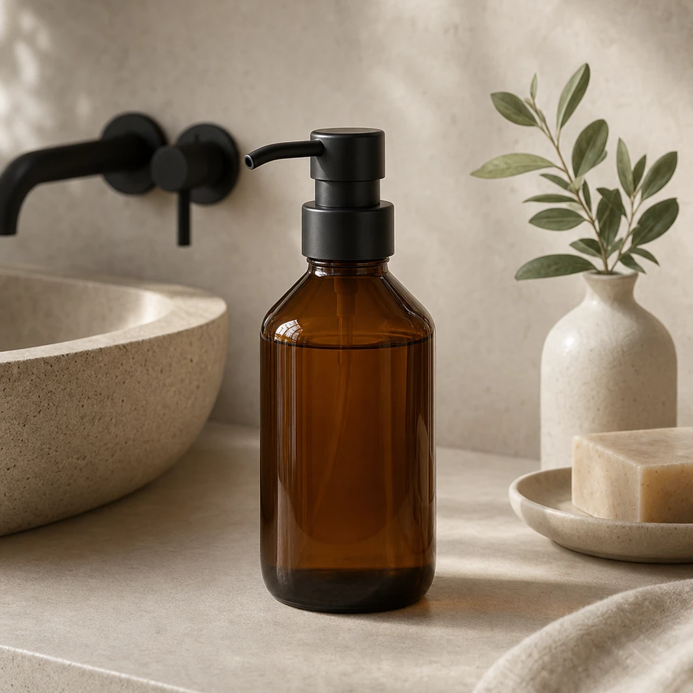 Elegante 100ml Medizinflasche aus braunem Glas für Badezimmer Aufbewahrung ohne Verschluss