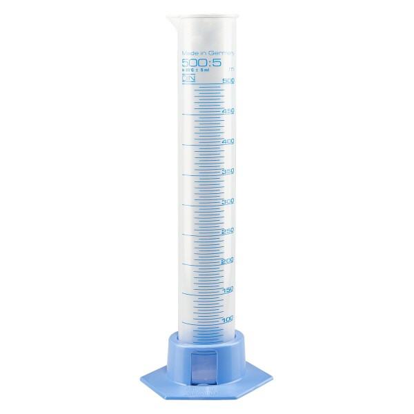 500ml Messzylinder Polypropylen, graduiert m hellblauem Fuss 500ml Messzylinder Polypropylen, graduiert m hellblauem Fuss