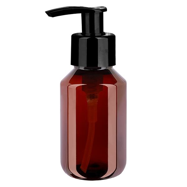 PET Flasche 100ml mit Dispenserpumpe schwarz PET Flasche 100ml mit Dispenserpumpe schwarz