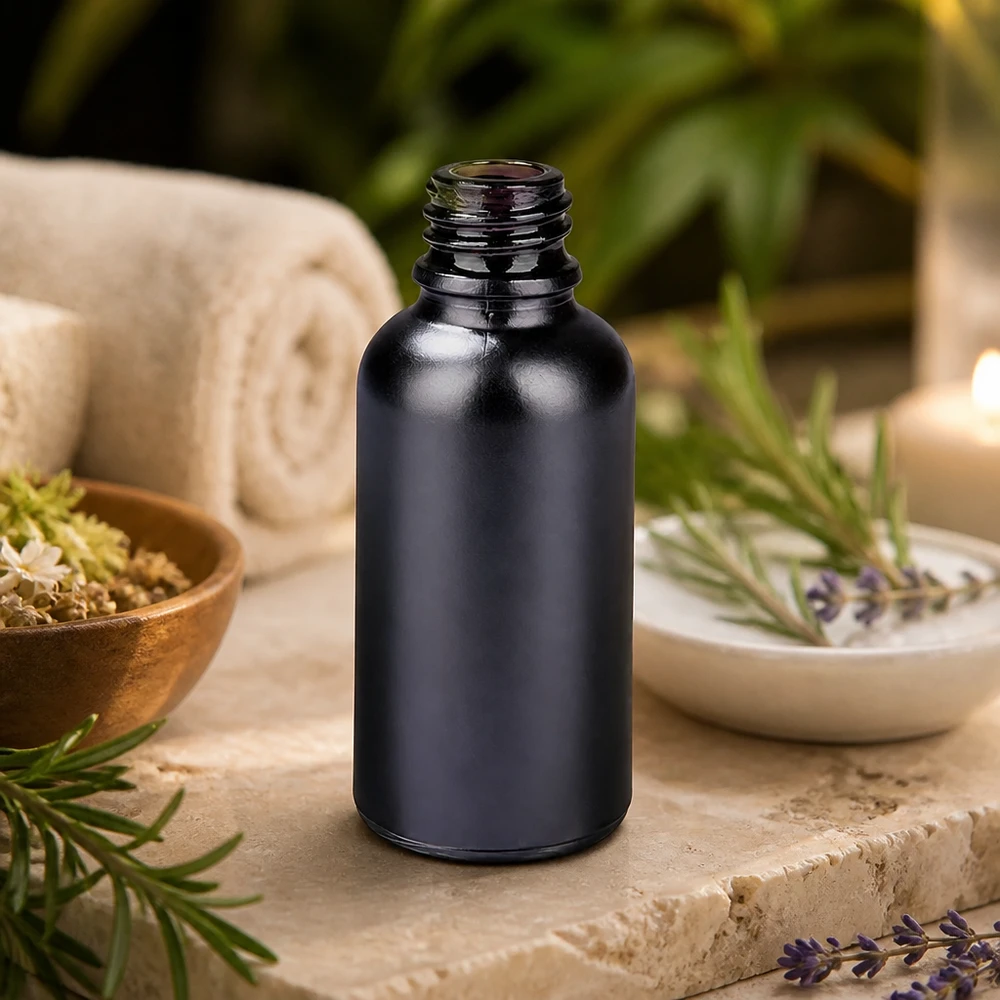 Nachhaltige 30ml Apothekerflasche BlackLine UT18/30 aus recycelbarem Glas für Naturkosmetik