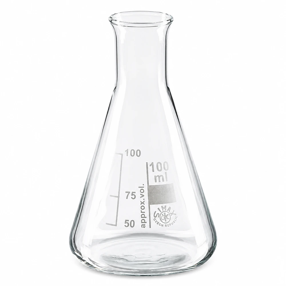 Konische Glasflasche 100ml Erlenmeyerform mit Skala für wissenschaftliche Zwecke