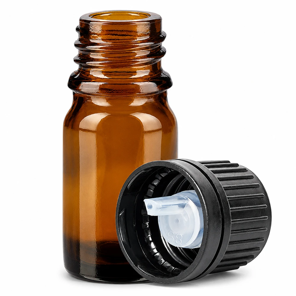 Professionelle 5ml Tropfflasche BrownLine Serie mit präzisem 1mm Tropfsystem schwarz