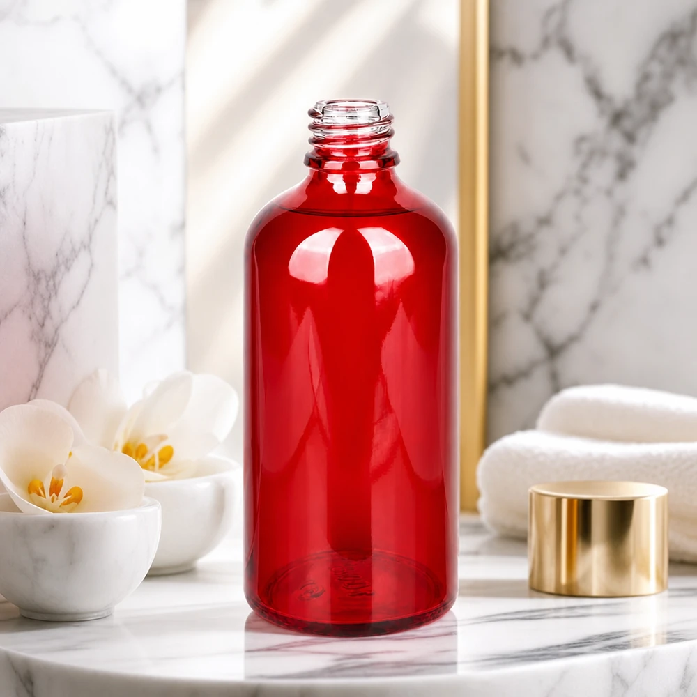 RedLine Glasflasche 100ml mit lichtschützenden Eigenschaften durch intensive rote Glasfärbung