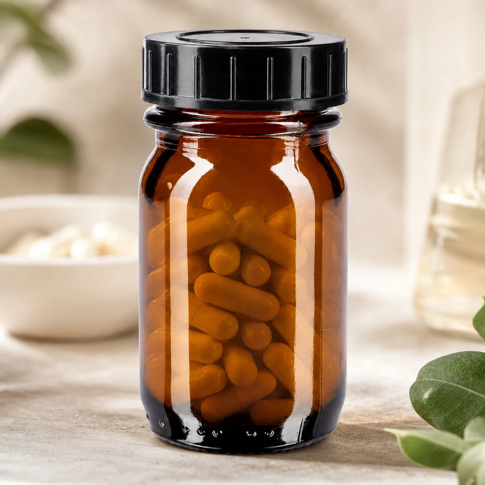 30ml Weithalsflasche Braunglas mit Schraubdeckel Praktische Braunglas-Weithalsflasche 30ml mit Kindersicherung ideal fuer Medikamente