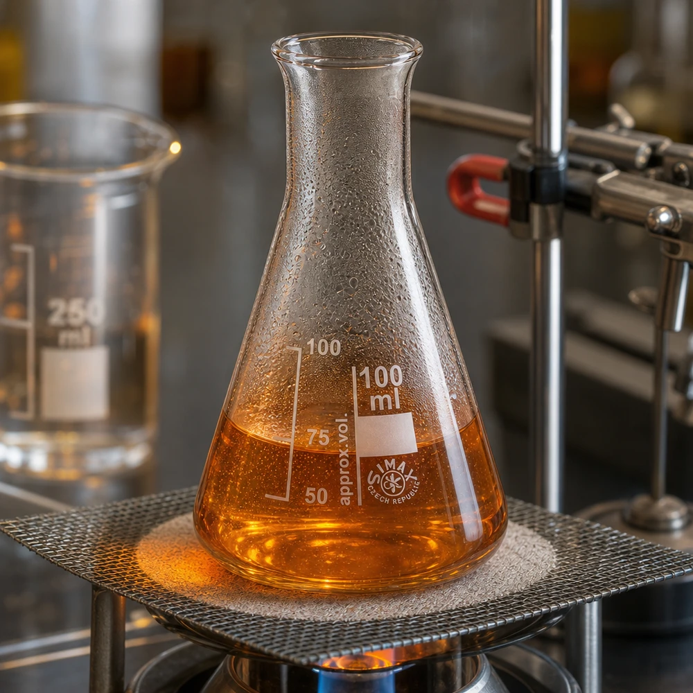Robuster 100ml Erlenmeyerkolben Enghals mit breiter Basis für sichere Aufbewahrung im Laborständer