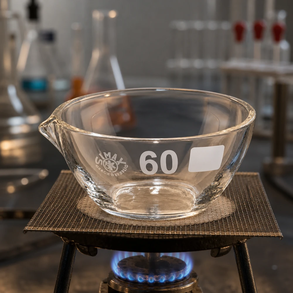 Glasschale 45ml mit Ausguss aus Borosilikat ø60mm chemikalienresistent für sichere Laborarbeit