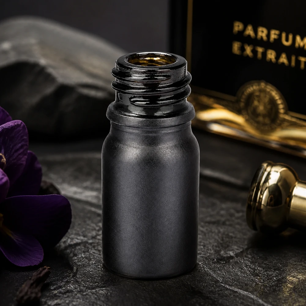 Edle 5ml Violettglasflasche BlackLine UT18/5 UNiTWIST mit matter Oberfläche für Premium-Produkte
