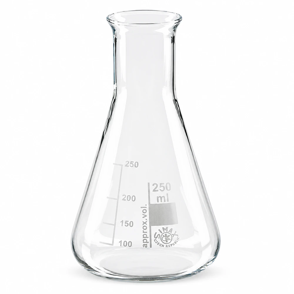 Wissenschaftlicher Glaskolben 250ml Erlenmeyerform mit Enghals für Laboranwendungen