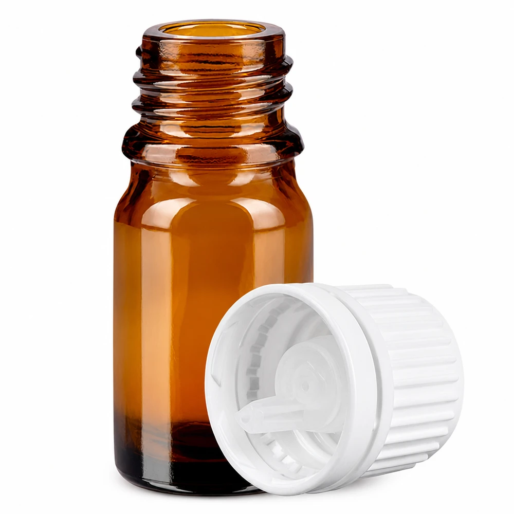 Apothekerflasche 5ml braun mit kindersicherem Verschluss für Medikamente und Öle