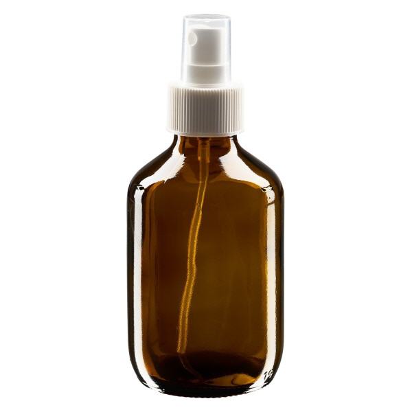 200ml Medizinflasche braun, Pumpzerstäuber weiß ApoGlas 200ml Medizinflasche braun, Pumpzerstäuber weiß ApoGlas