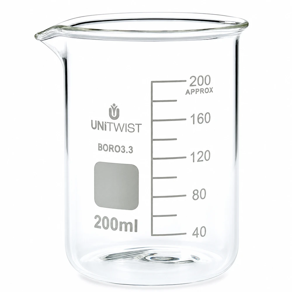 UNiTWIST 200ml Becherglas Borosilikat niedriger Form für Labor und Schule geeignet