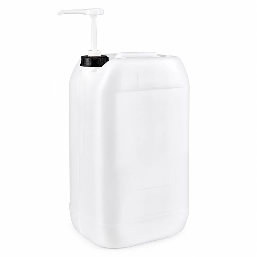Kanister 15 Liter mit Dosierpumpe Großer weißer Flüssigkeitskanister 15 Liter mit Pumpe zur hygienischen Entnahme von Desinfektionsmittel