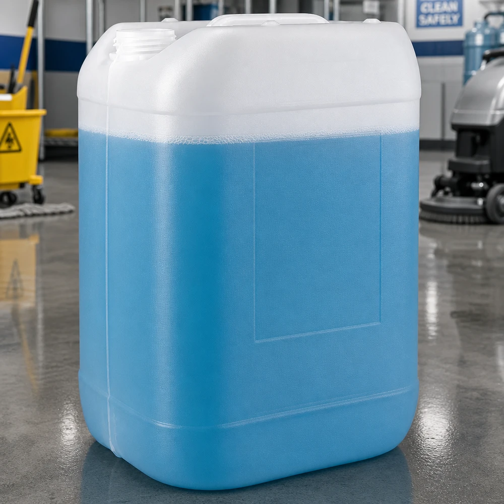 Kanister 25 Liter ohne Verschluss Transparenter Kunststoffkanister 25 Liter mit sichtbarem blauem Füllstand für Gewerbebetriebe