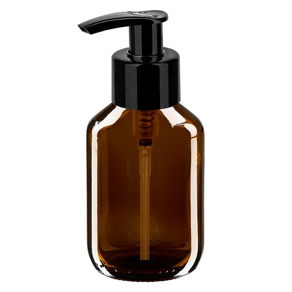 100ml Medizinflasche braun, mit Dispenserpumpe schwarz ApoGlas 100ml Medizinflasche braun, mit Dispenserpumpe schwarz ApoGlas
