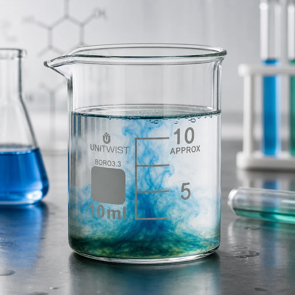 Becherglas 10ml Borosilikat, niedrige Form UNiTWIST UNiTWIST Laborglas 10ml zylindrische niedrige Form aus chemikalienbeständigem Borosilikat 3.3