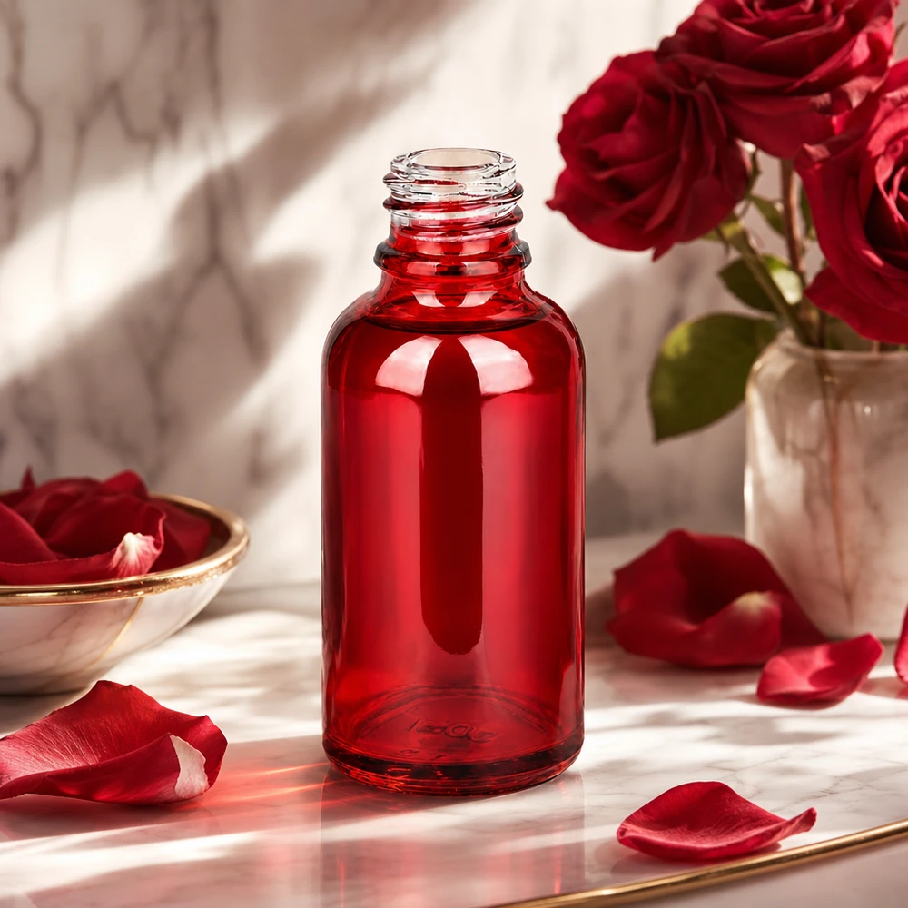 Rote 30ml Glasflasche RedLine UT18/30 UNiTWIST für sichere Aufbewahrung von Arzneimitteln