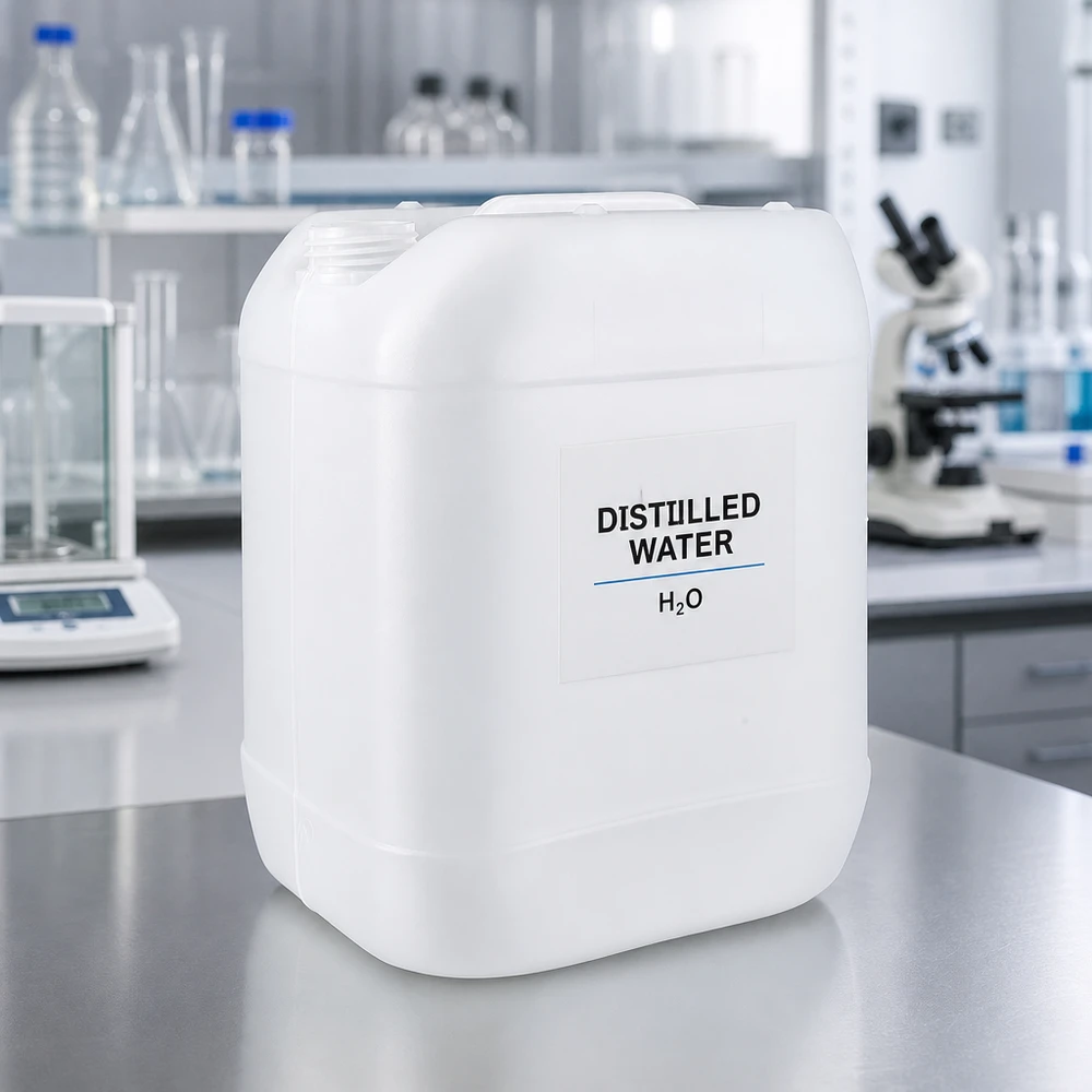 20 Liter Laborkanister ohne Verschluss mit H2O Kennzeichnung und griffigem Tragegriff