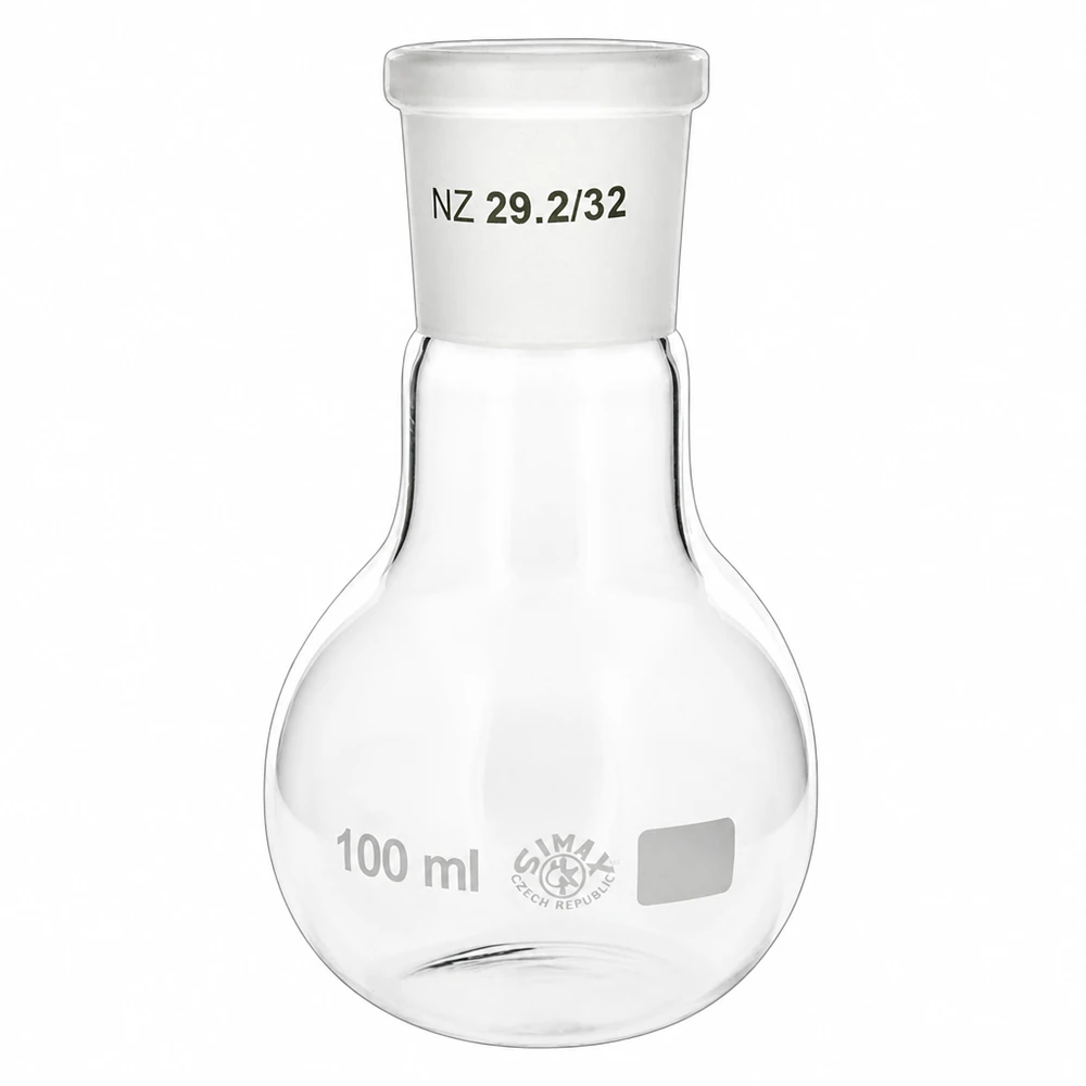 Stehkolben 100ml mit Normschliff (29/32) Professioneller Glasstehkolben 100ml mit Schliff NS 29/32 für Destillation und Synthese